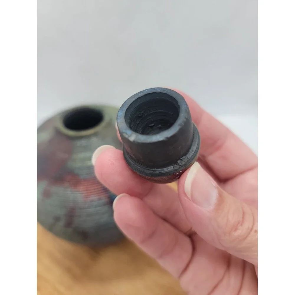 RAKU 5.5” Pottery Vase Vessel Artist Signed